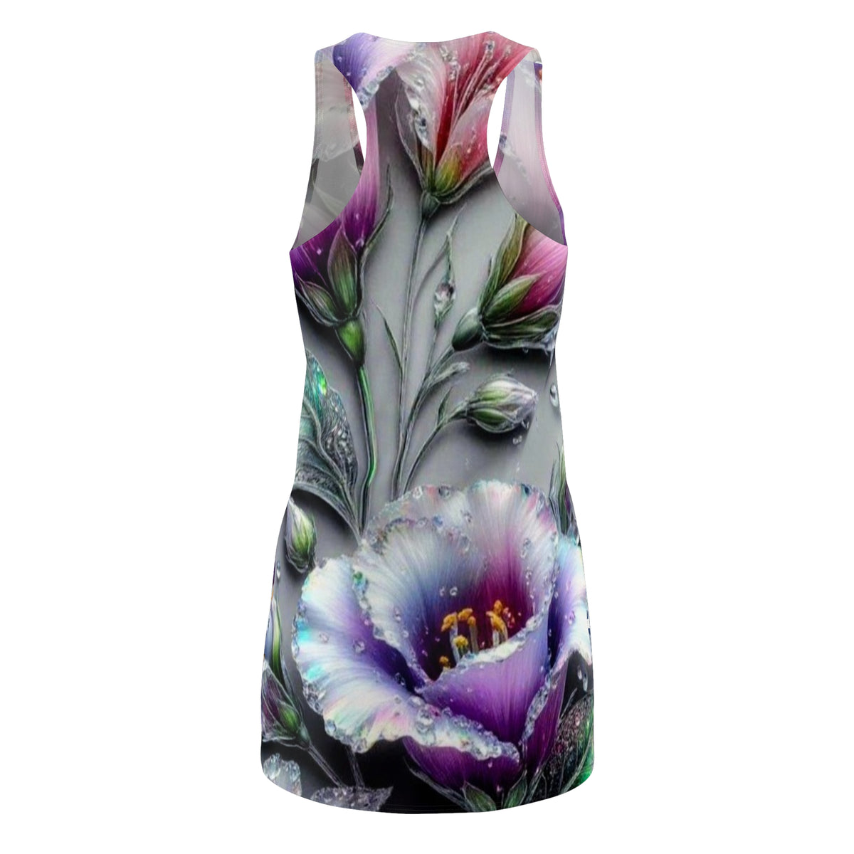 Floral Racerback Dress — Purple Watercolor Bloom All-Over Print