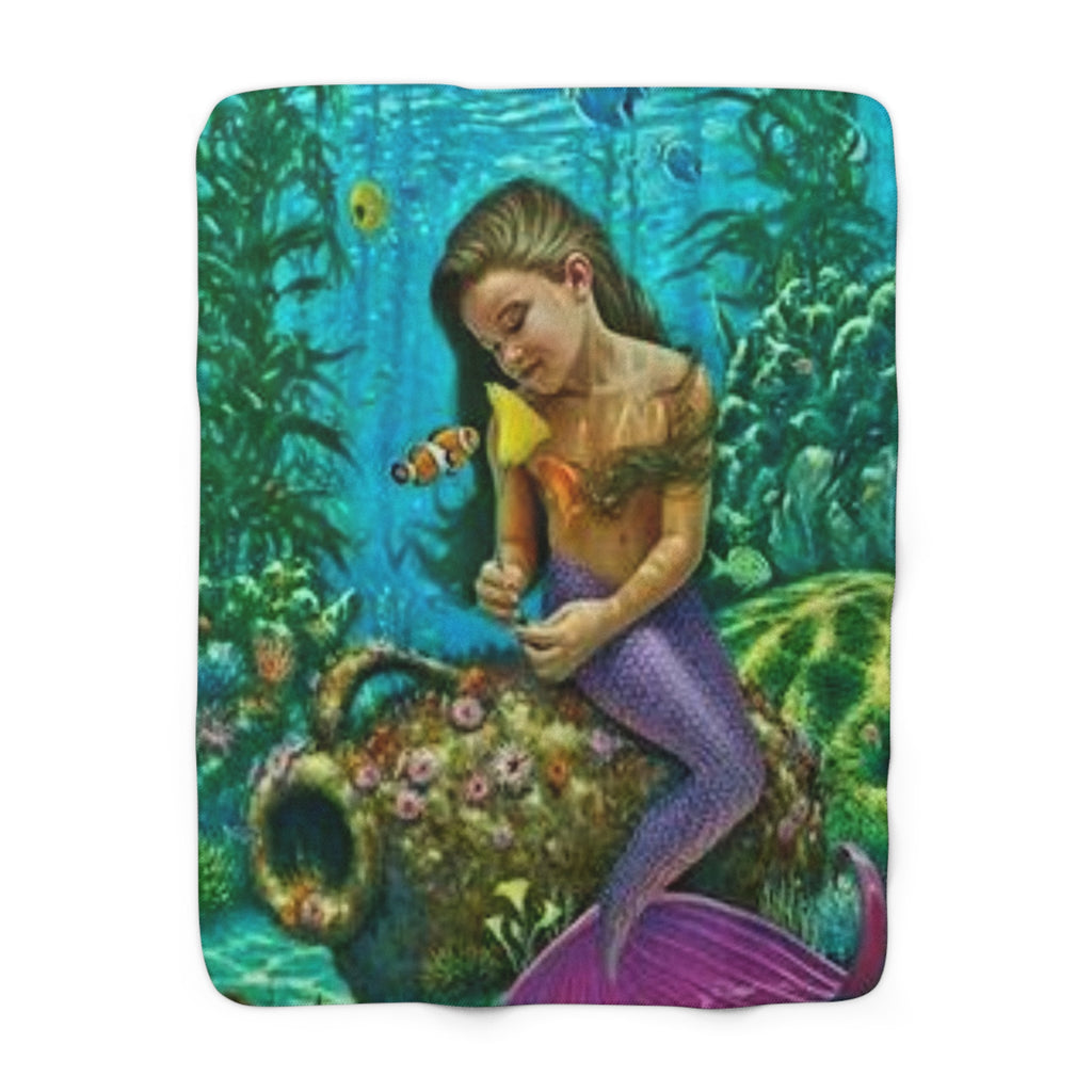 Mermaid Sherpa Blanket – Cozy Underwater Fantasy Fleece Throw