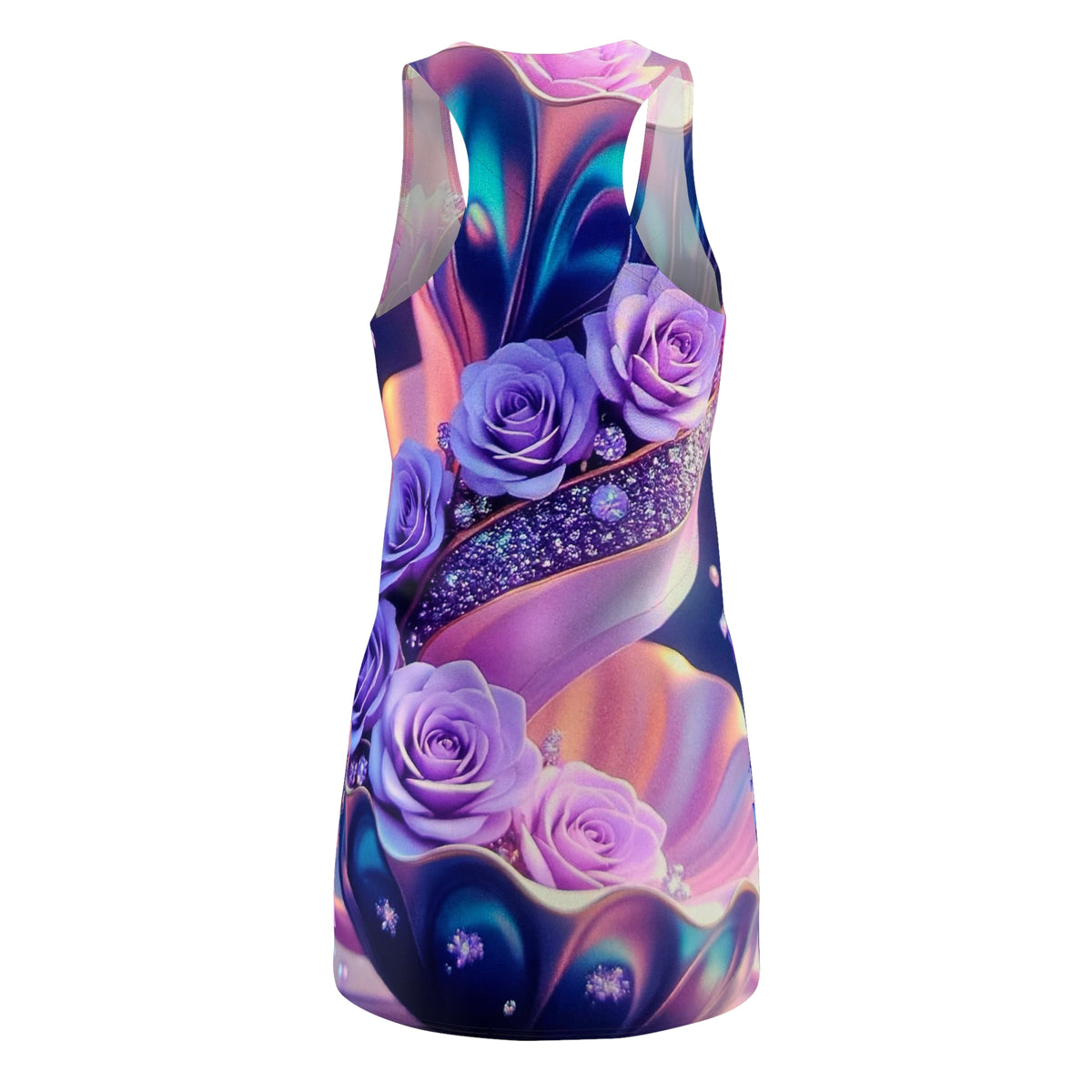 Floral Galaxy Racerback Dress — Purple Rose All-Over Print