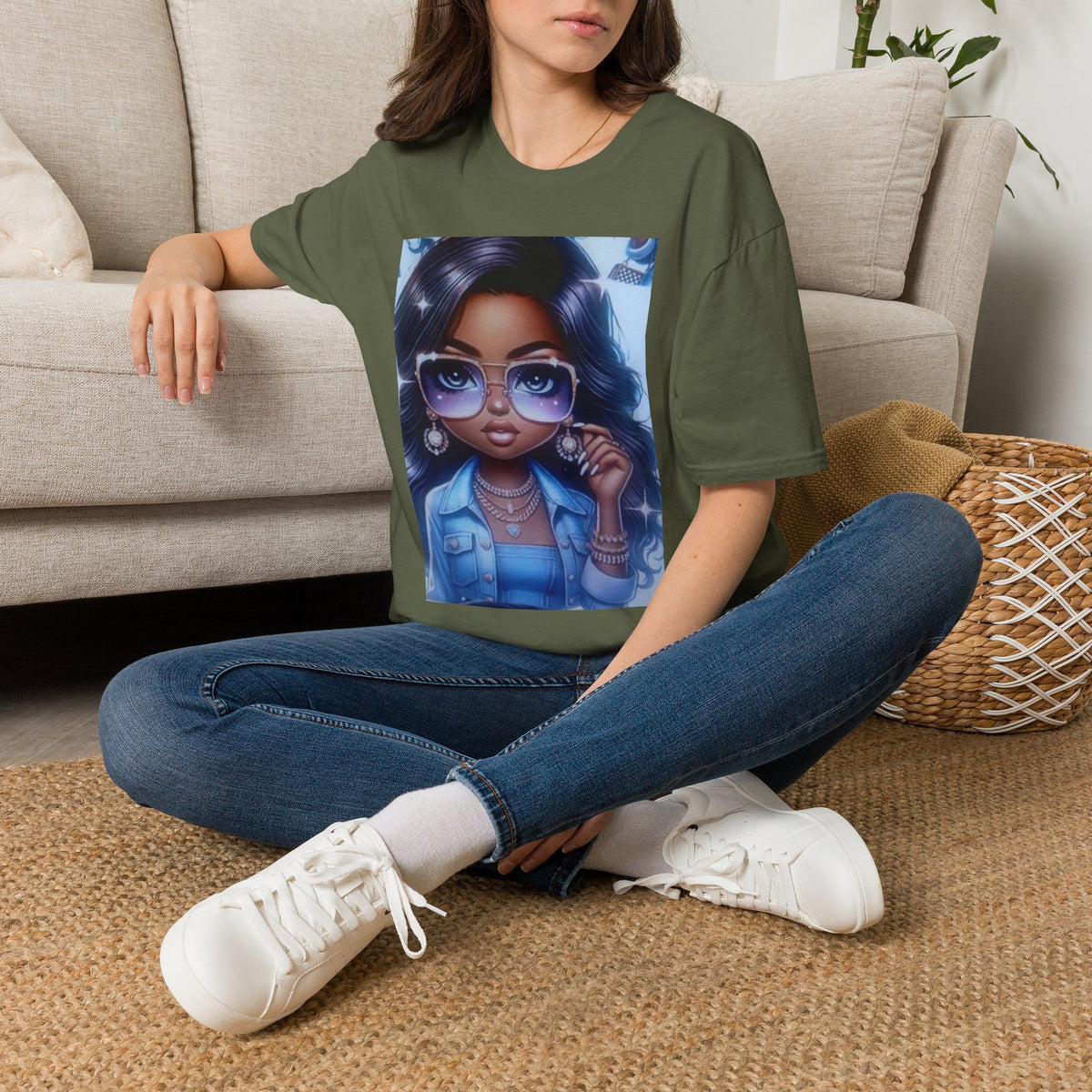 Afro Chic Graphic Tee — Girl with Sunglasses Illustration