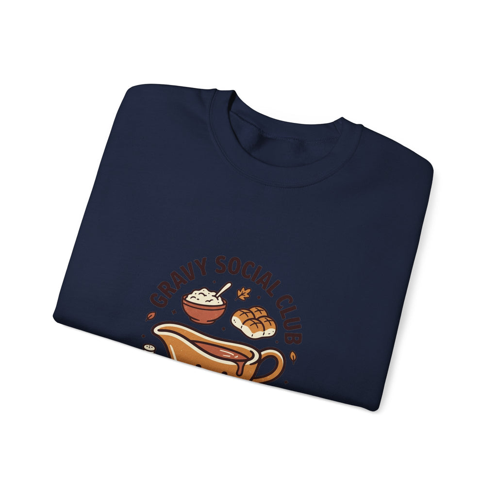 Crewneck Sweatshirt — "Gravy Social Club" Cute Comfort Food Graphic