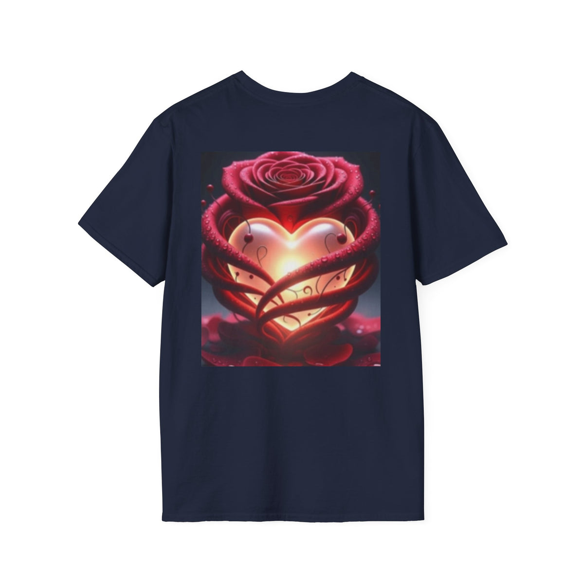 Heart Rose T-Shirt — Glowing Heart & Rose Graphic Tee