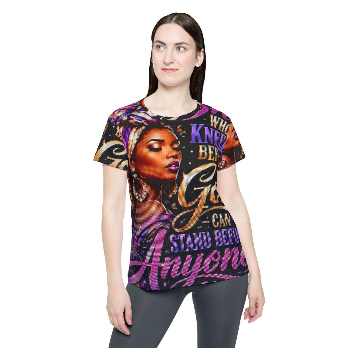 Women's Jersey - "She Who Kneels Before God Can Stand Before Anyone" Graphic