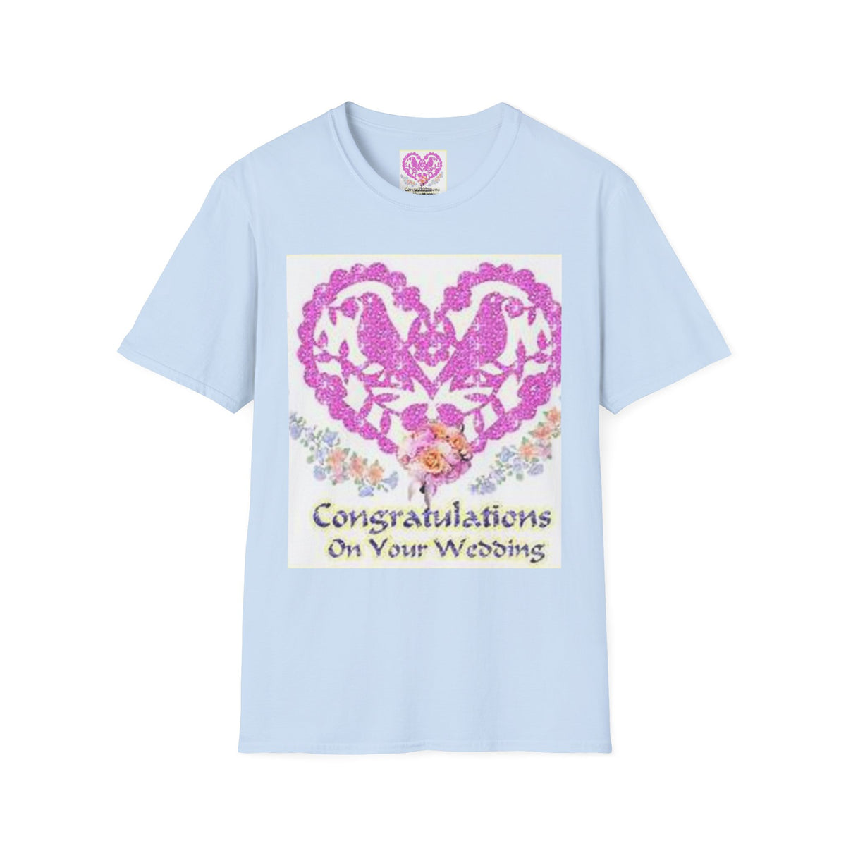 Wedding Congratulations T-Shirt — Pink Glitter Heart Design