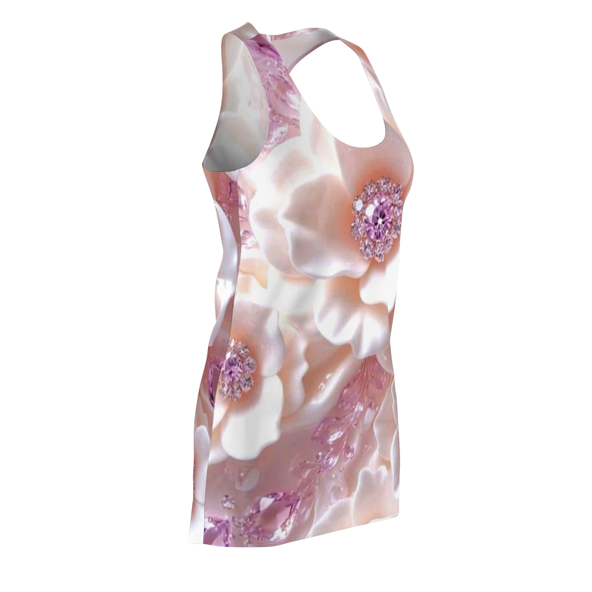 Floral Pink Crystal Racerback Dress — All-Over Print