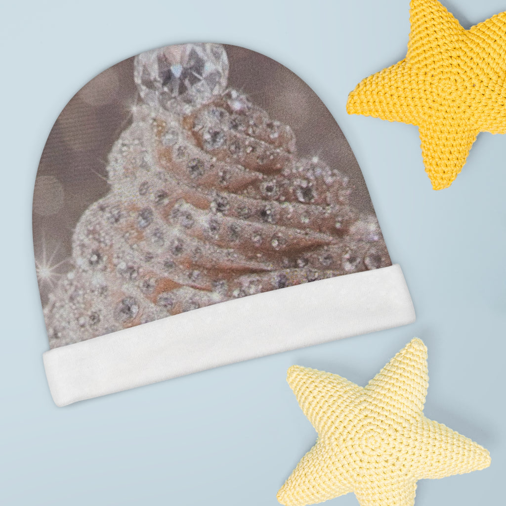 Sparkling Cupcake Baby Beanie — Glitter Diamond Print Newborn Hat
