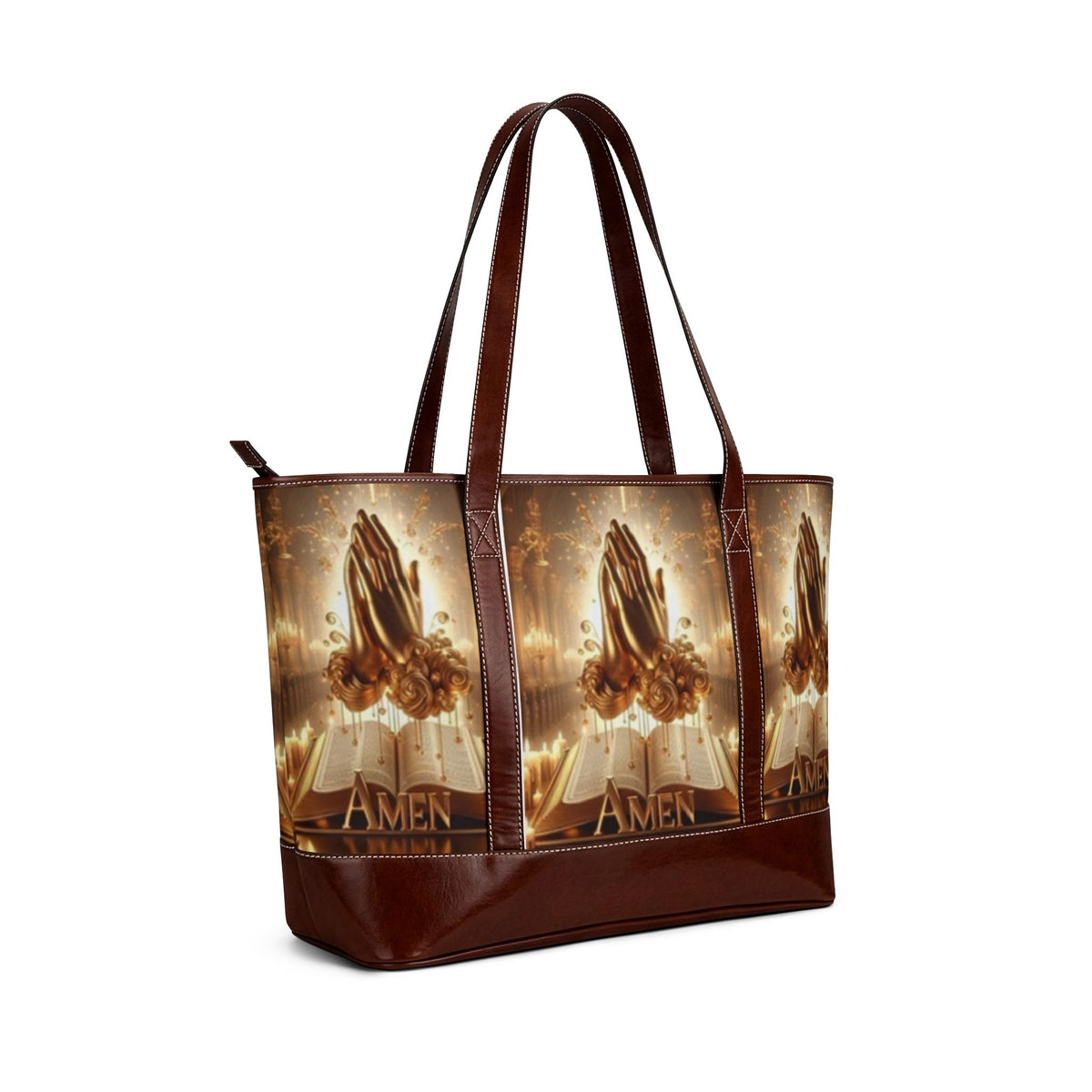 Prayer Hands Tote Bag — 'Amen' Religious Handbag for Church & Spiritual Gifts