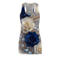 Racerback Dress — Navy & Ivory Rose Jewel Print