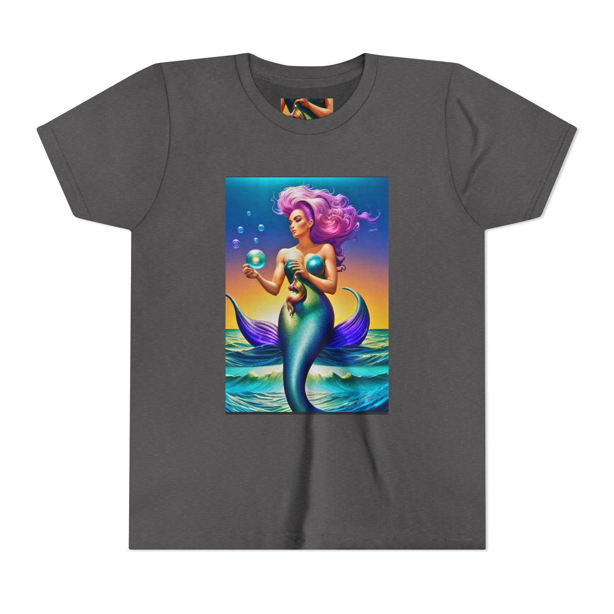 Youth Mermaid Tee — Colorful Fantasy Mermaid Graphic Shirt for Kids