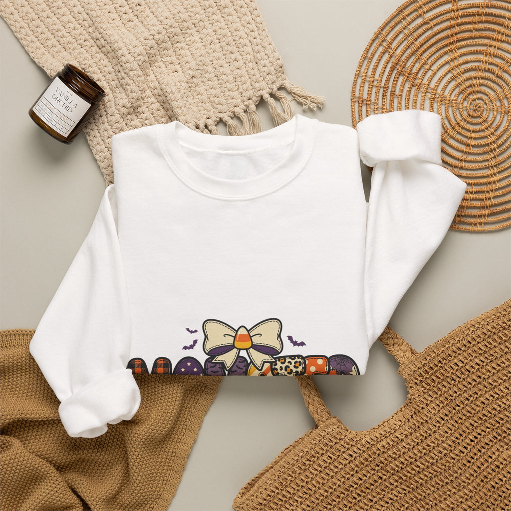 Momster Halloween Mom Sweatshirt | Cute Gothic Pumpkin Plaid Lettering