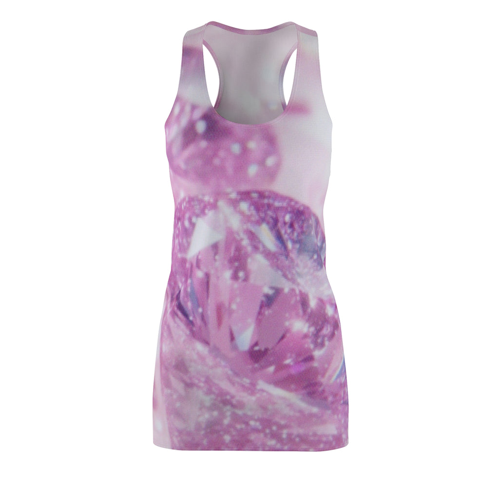 Pink Sparkle Racerback Dress — All-Over Printed Floral Glam