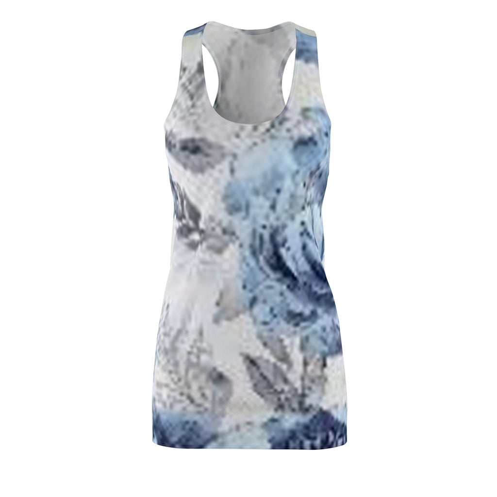 Blue Watercolor Floral Racerback Dress