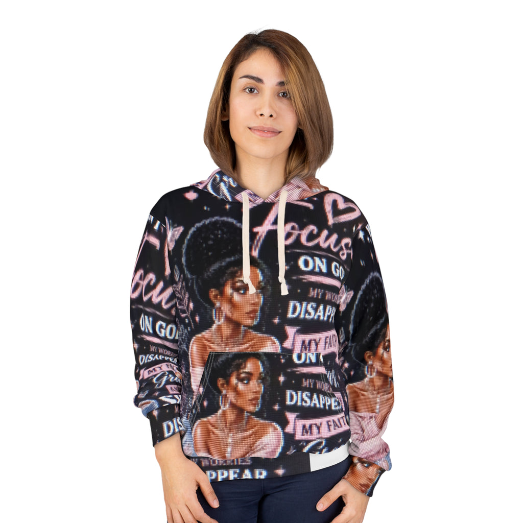 Faith Focus Hoodie — "Focus on God" Inspirational All-Over Print Pullover