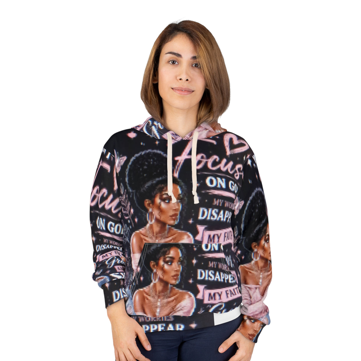 Faith Focus Hoodie — "Focus on God" Inspirational All-Over Print Pullover