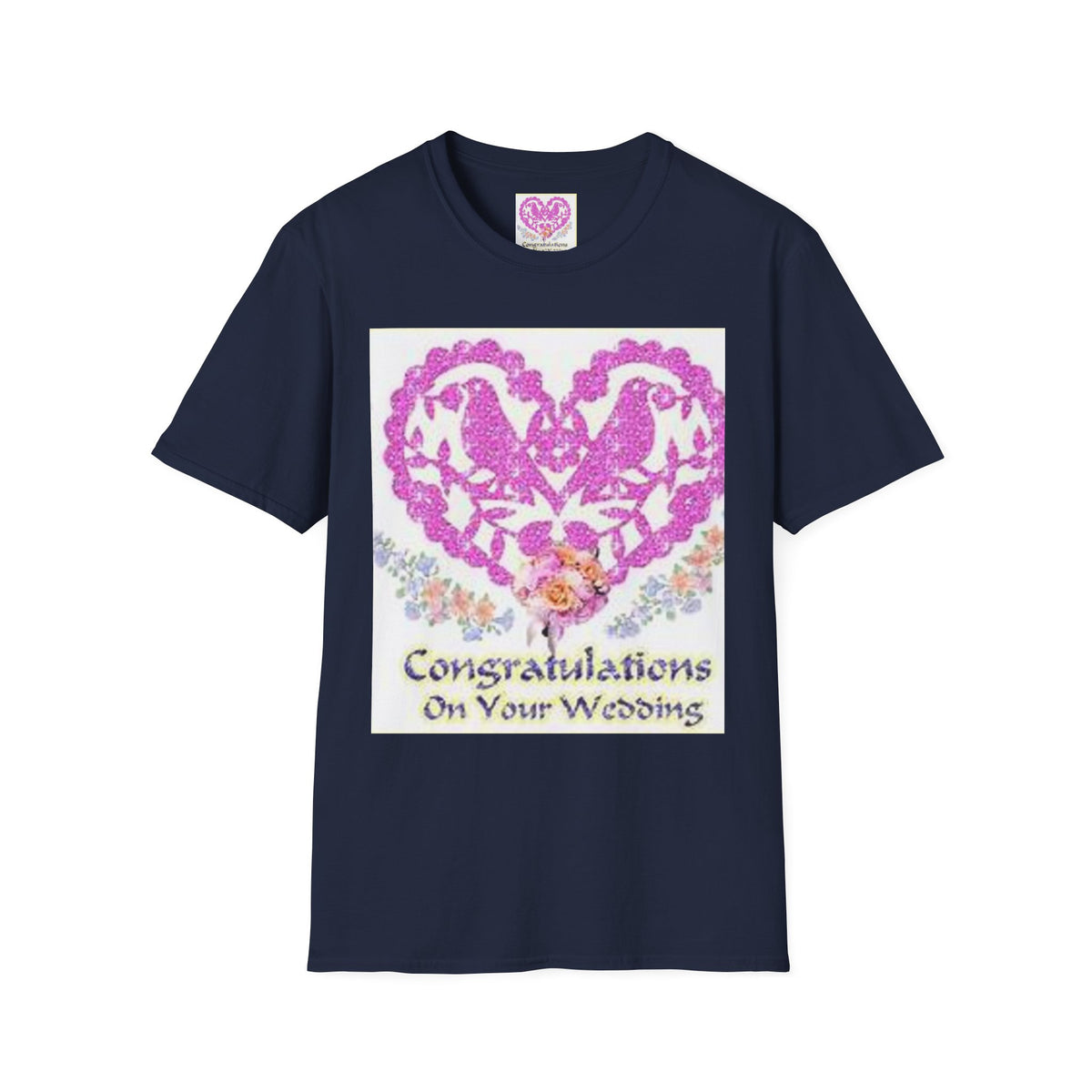 Wedding Congratulations T-Shirt — Pink Glitter Heart Design
