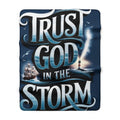 Sherpa Fleece Blanket — “Trust God in the Storm” Inspirational Nautical Throw
