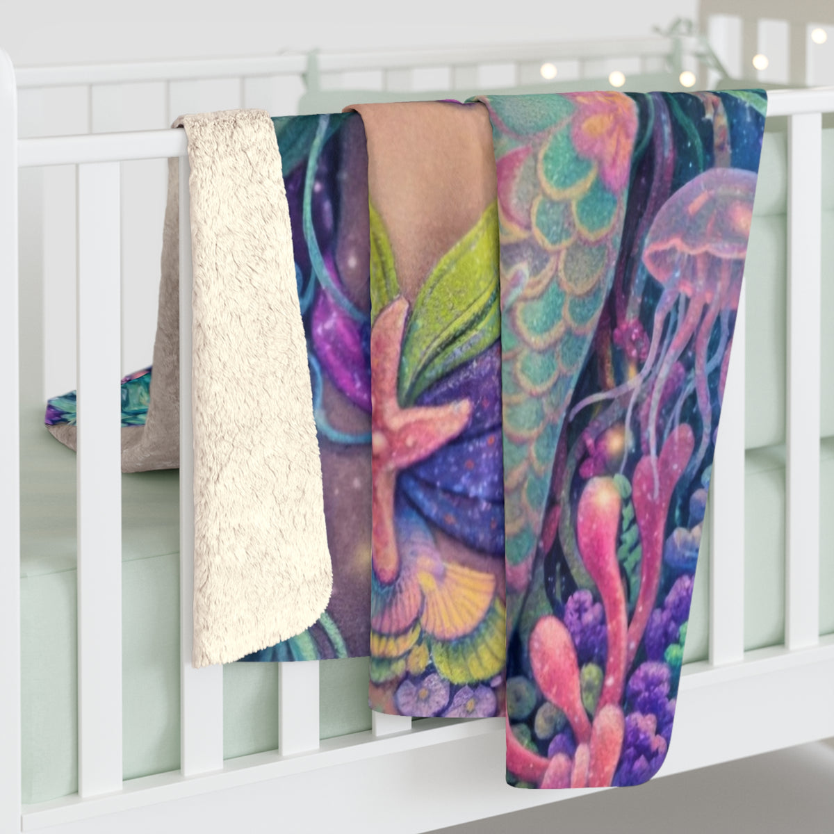 Mermaid Sherpa Fleece Blanket — Cozy Aquatic Fantasy Throw for Teens & Gifts