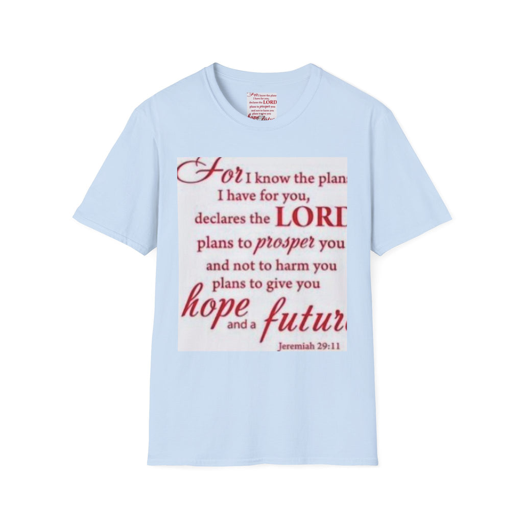 Christian Scripture T‑Shirt — "For I Know the Plans" Jeremiah 29:11 Inspirational Tee