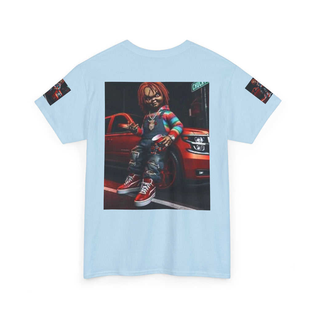 Horror Chucky Graphic Tee — Retro Red Car Street-Chill T-Shirt