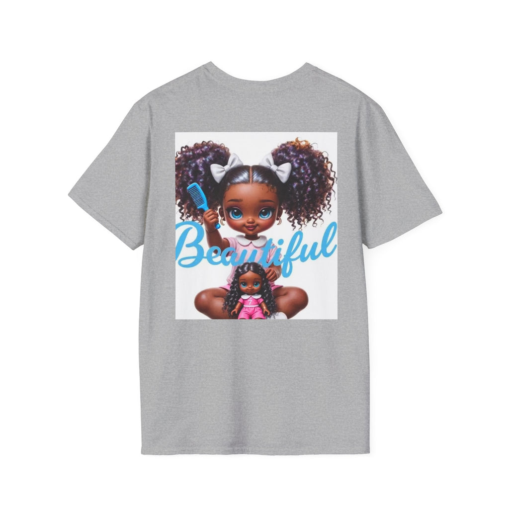 T-Shirt — "Beautiful" Cute Curly-Haired Doll Illustration Tee