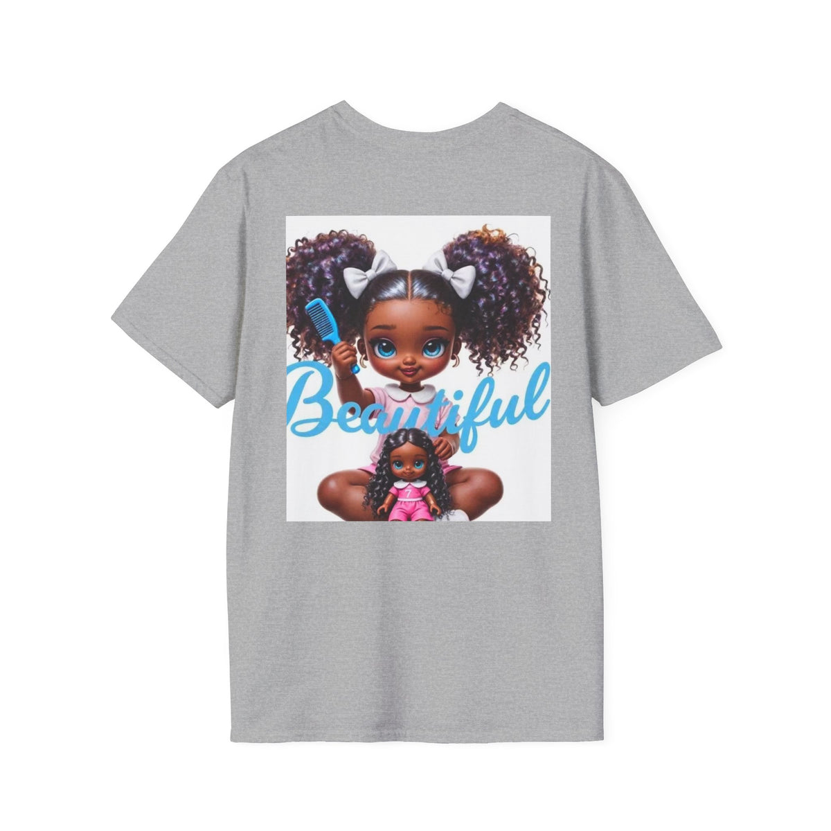 T-Shirt — "Beautiful" Cute Curly-Haired Doll Illustration Tee
