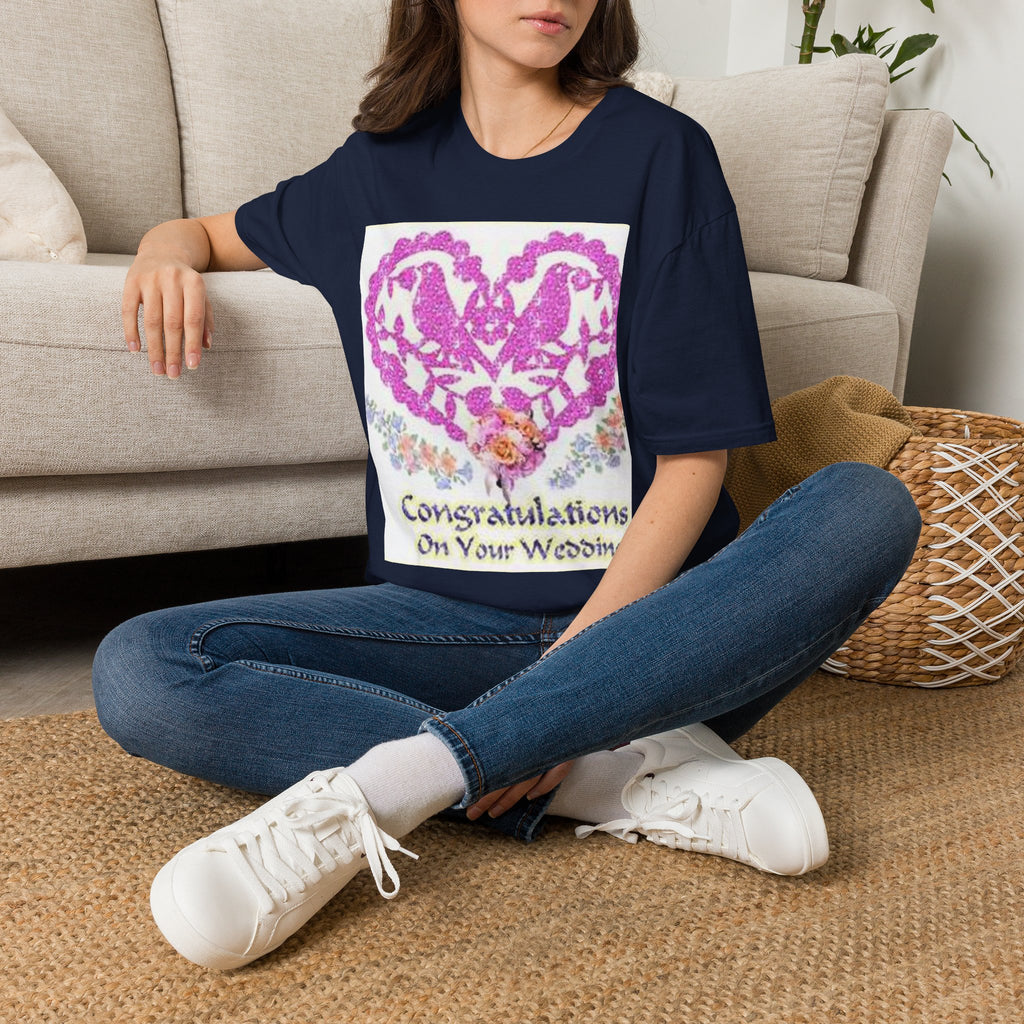 Wedding Congratulations T-Shirt — Pink Glitter Heart Design