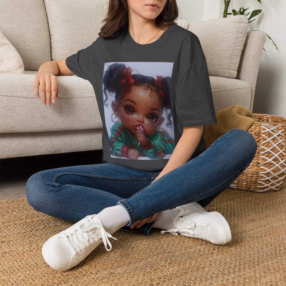 Cute Baby Girl Portrait T-Shirt — Adorable Cartoon Infant Graphic Tee
