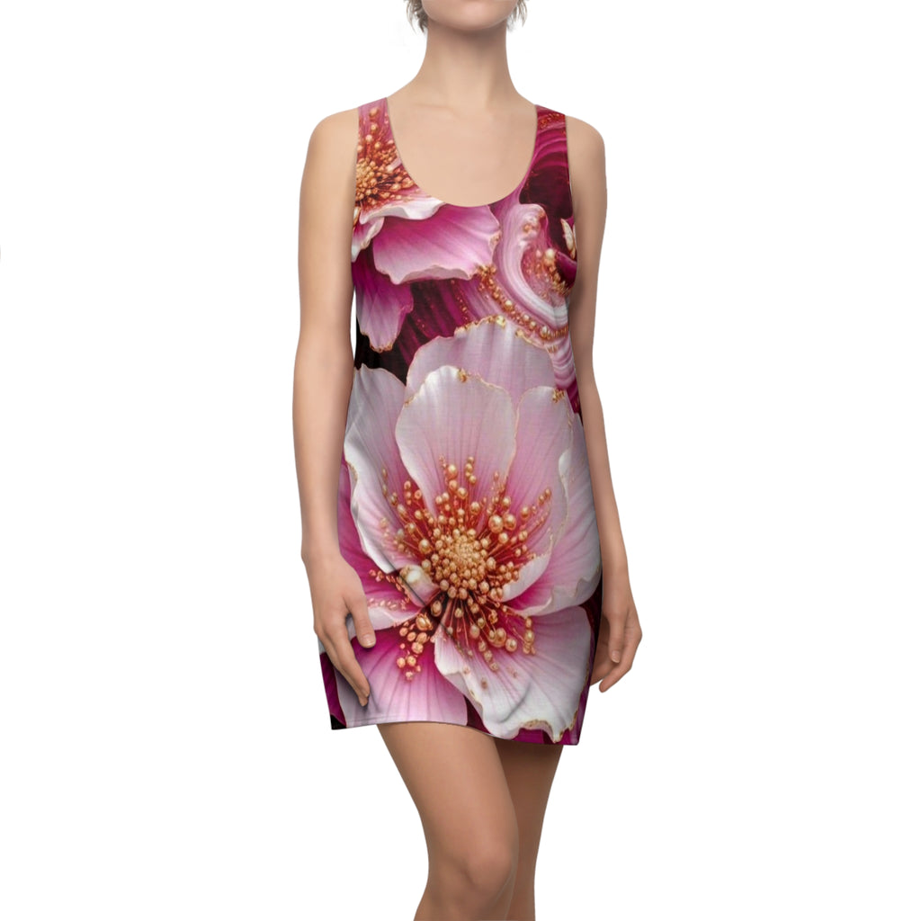 Pink Blossom Racerback Dress – All-Over Floral Print Sundress