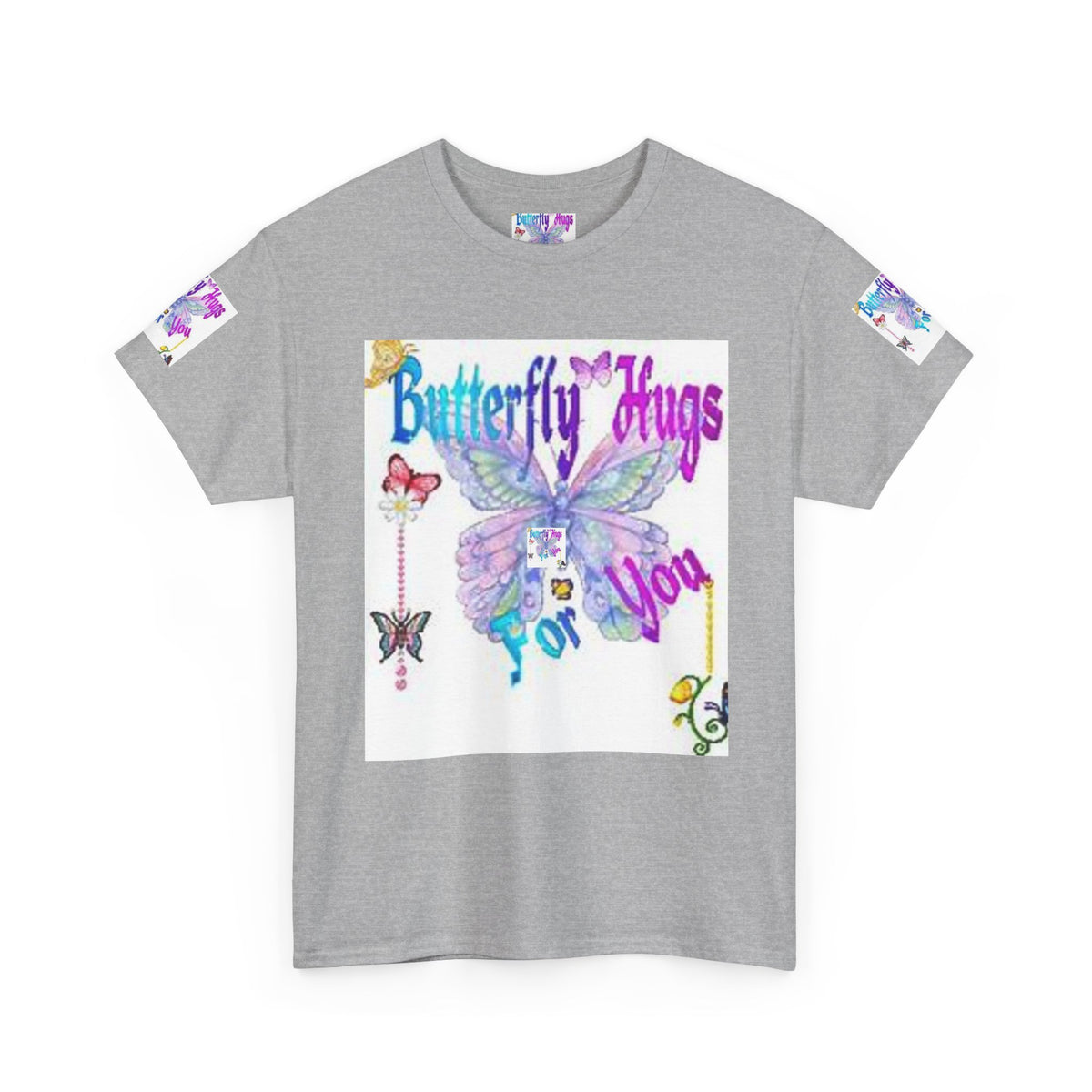 Butterfly Hugs Tee — Pastel Butterfly Graphic Shirt with "Butterfly Hugs For You"
