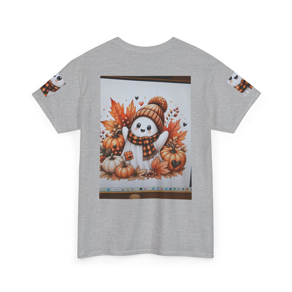 Autumn Snowman Tee — Cute Fall Pumpkin & Leaves Graphic Shirt