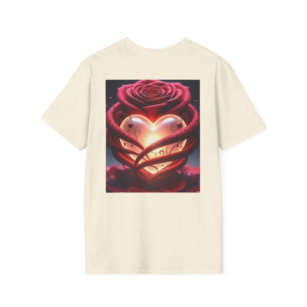 Heart Rose T-Shirt — Glowing Heart & Rose Graphic Tee