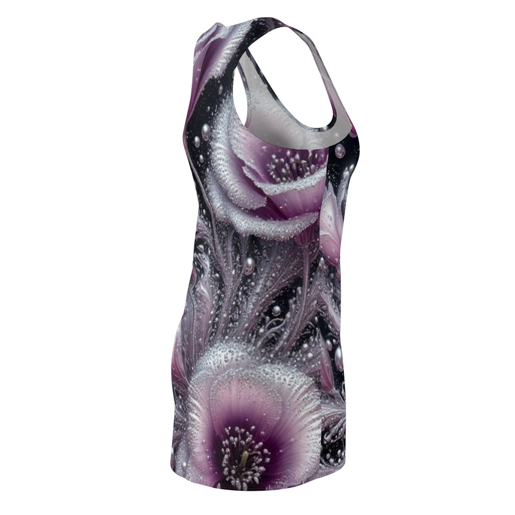 Floral Dream Racerback Dress — Purple Waterdrop Blossom All-Over Print