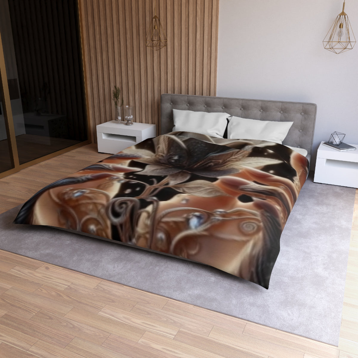 Black Rose Fantasy Duvet Cover — Elegant Floral Microfiber Bedding