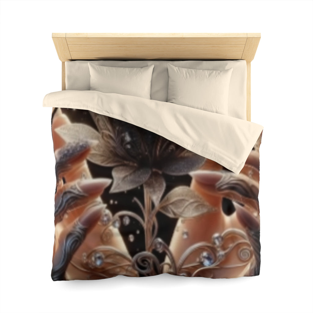 Black Rose Fantasy Duvet Cover — Elegant Floral Microfiber Bedding