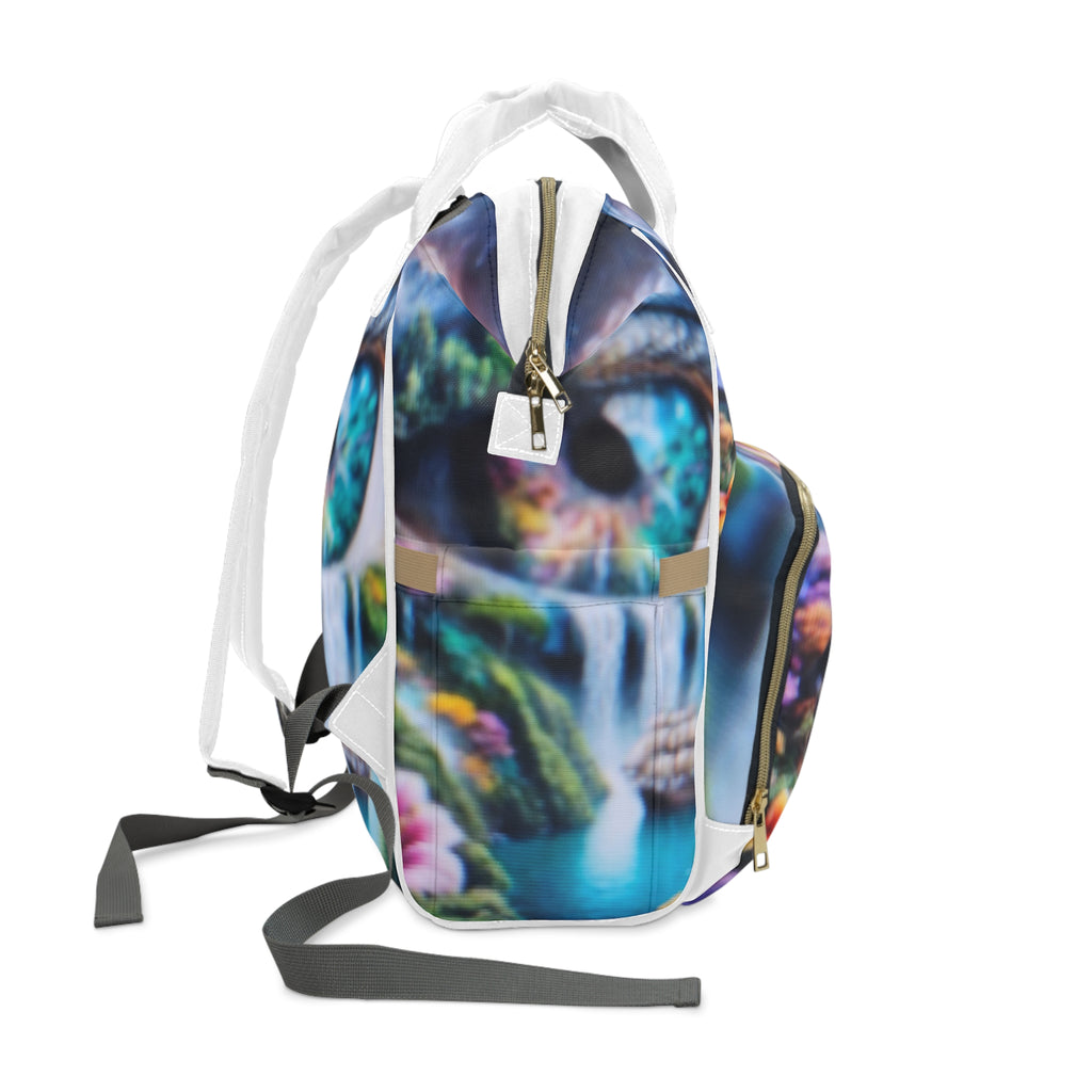 Diaper Backpack – Colorful Waterfall Eye Print Multifunctional Baby Bag
