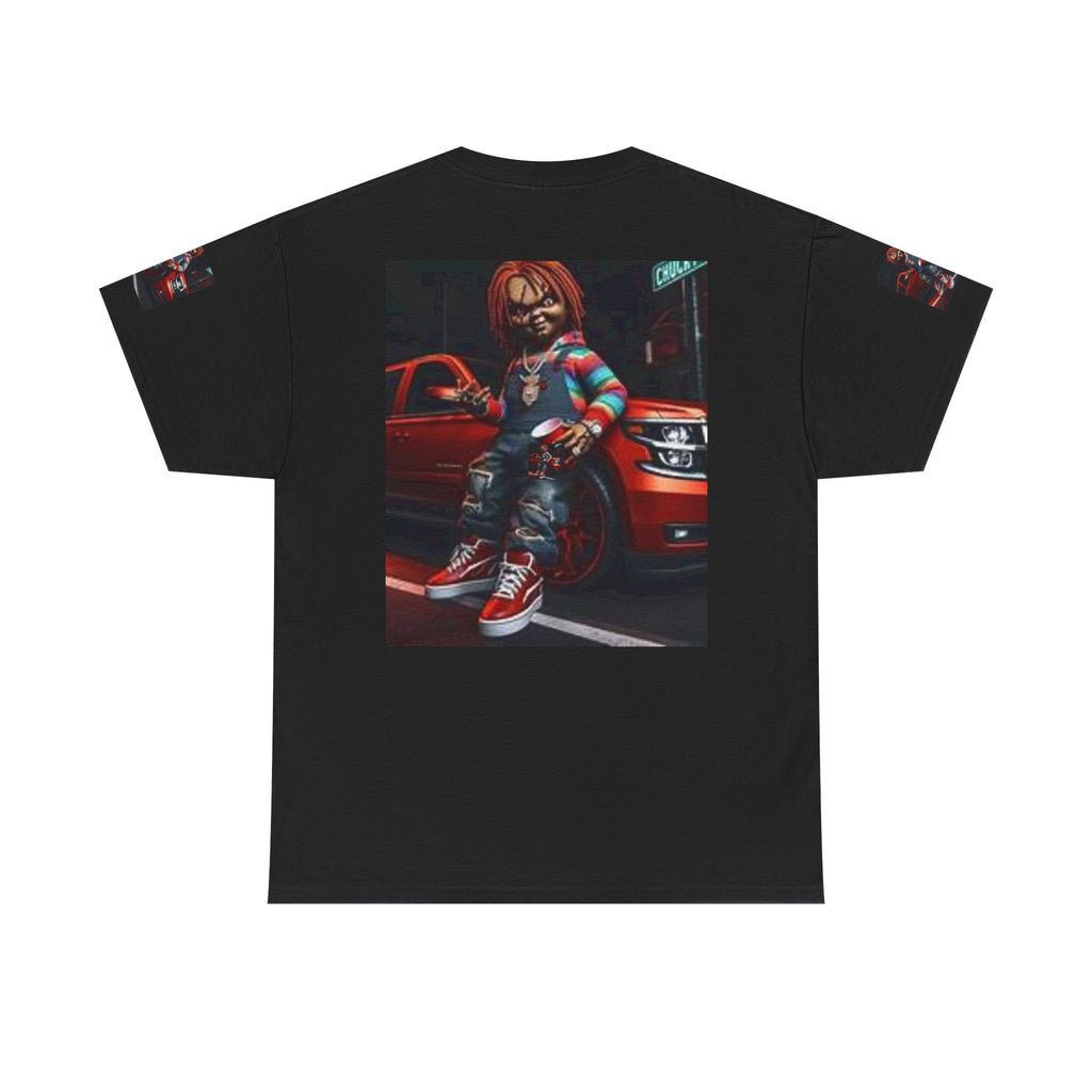 Horror Chucky Graphic Tee — Retro Red Car Street-Chill T-Shirt