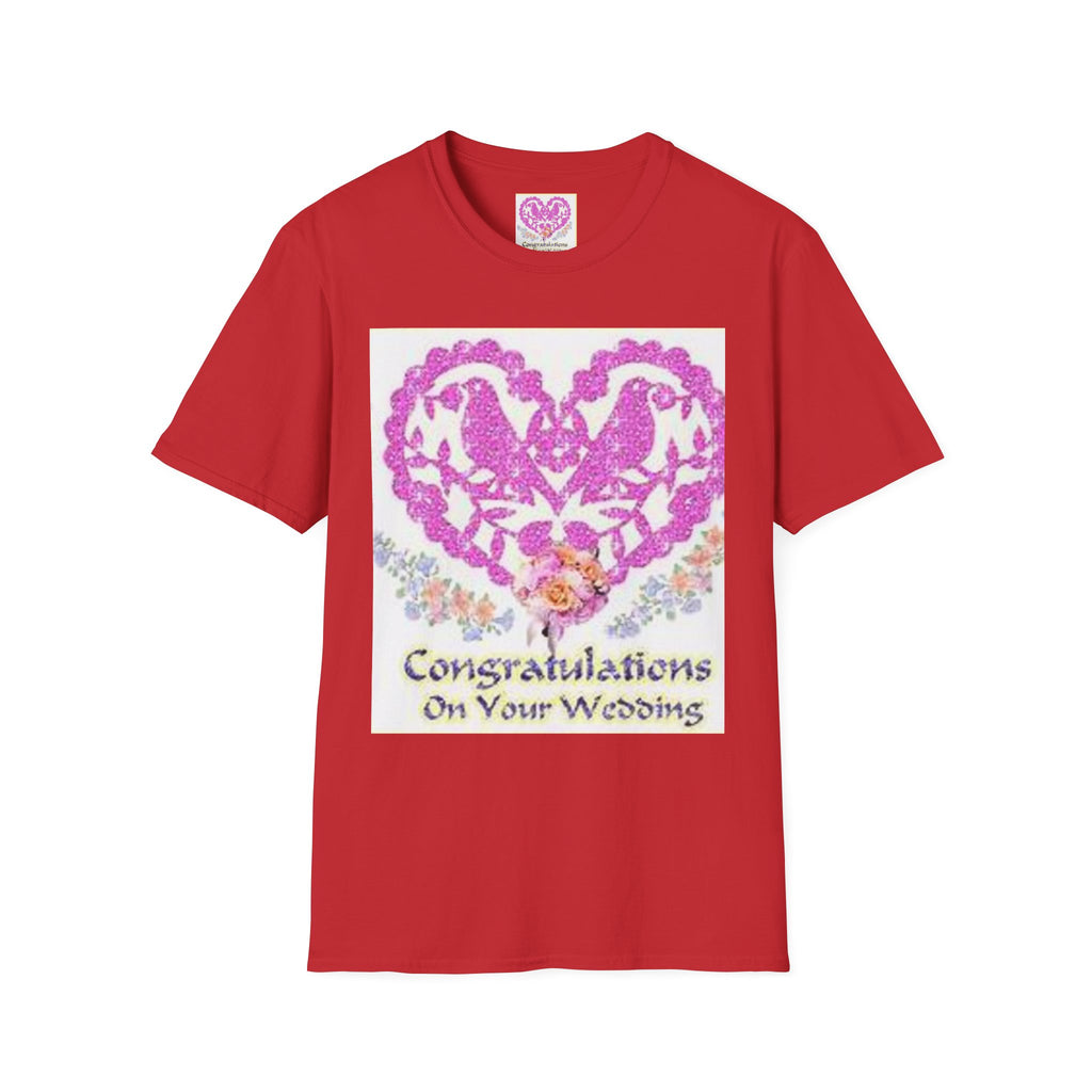 Wedding Congratulations T-Shirt — Pink Glitter Heart Design