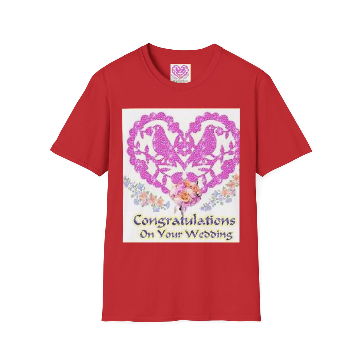 Wedding Congratulations T-Shirt — Pink Glitter Heart Design