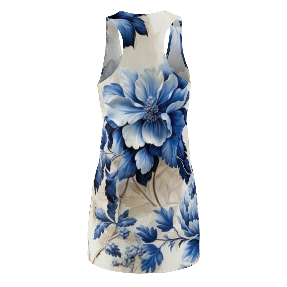 Blue Floral Racerback Dress — Vintage Indigo Peony All-Over Print