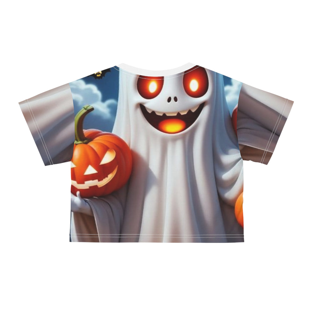 Halloween Ghost & Pumpkin Crop Tee