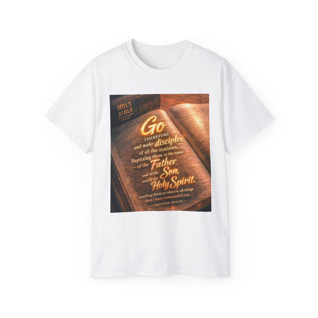 Christian Bible Verse T-Shirt — "Go...make disciples" Inspirational Faith Tee