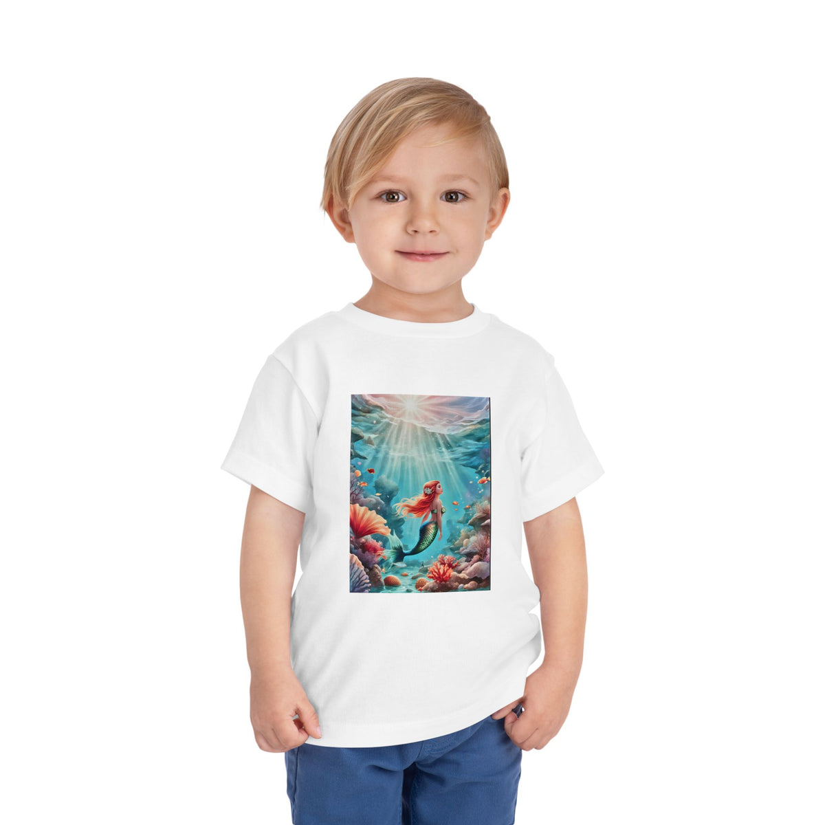 Mermaid Toddler Tee – Underwater Sunlight Sea Life Graphic