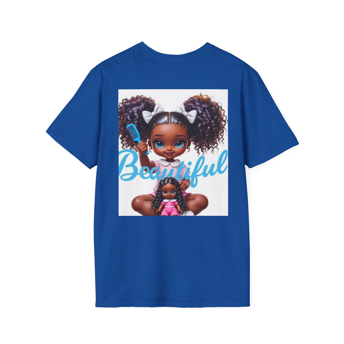 T-Shirt — "Beautiful" Cute Curly-Haired Doll Illustration Tee