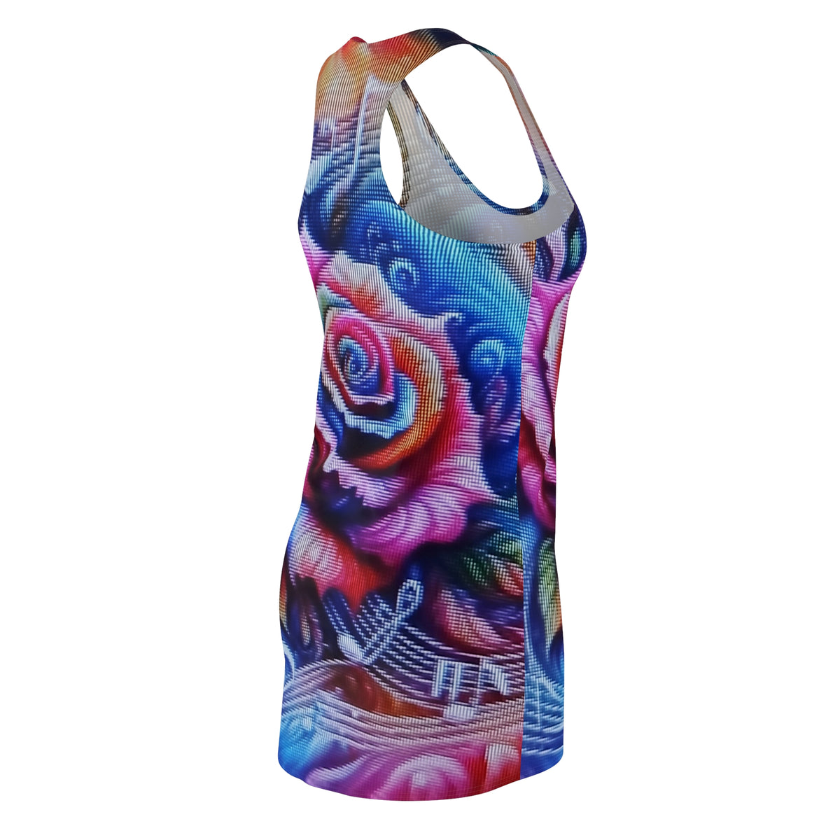 Racerback Dress — Vibrant Multicolor Rose Art Print