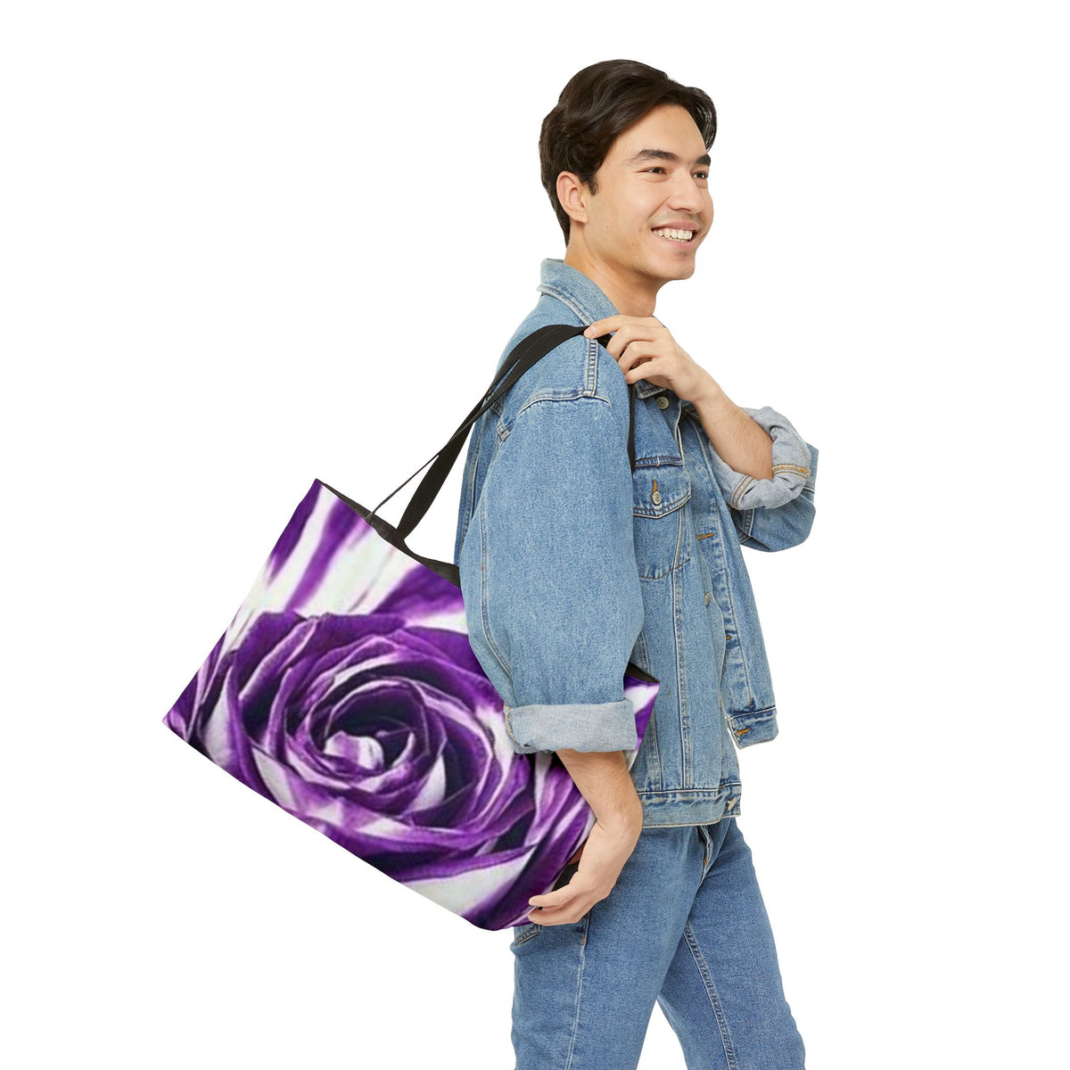 Purple Rose Weekender Tote Bag — Floral Large Travel Bag